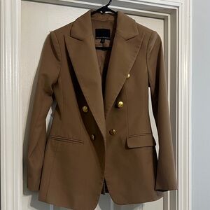 Banana Republic Tan Double-Breasted Blazer with Gold Buttons